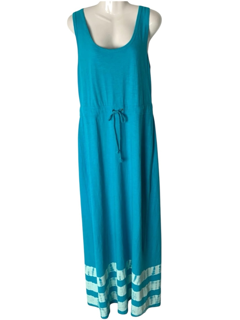 Natural Reflections soft, breathable Tie-Dye Hem Cotton Drawstring Maxi Dress